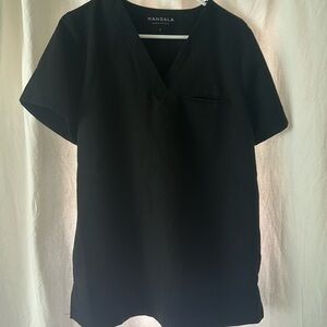 Black Mandala Scrub Top - Large